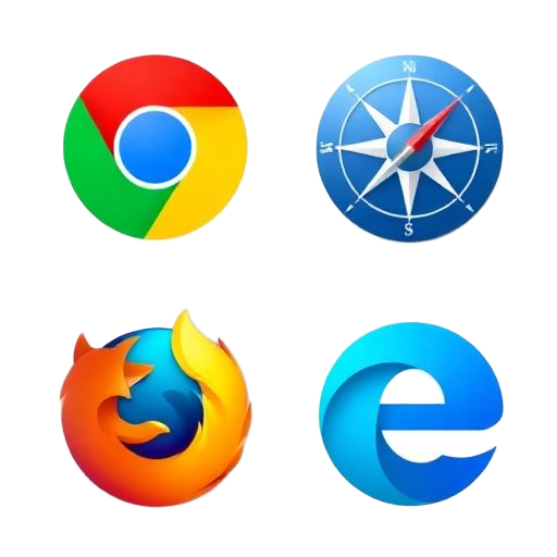 Chrome, Safari, Firefox, Edge browser logos
